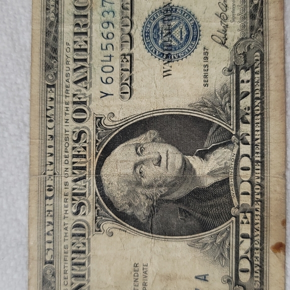 Silver Certificate-1957 One dollar bill with blue seal - Picture 3 of 4